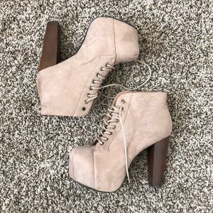 platform style high heel booties